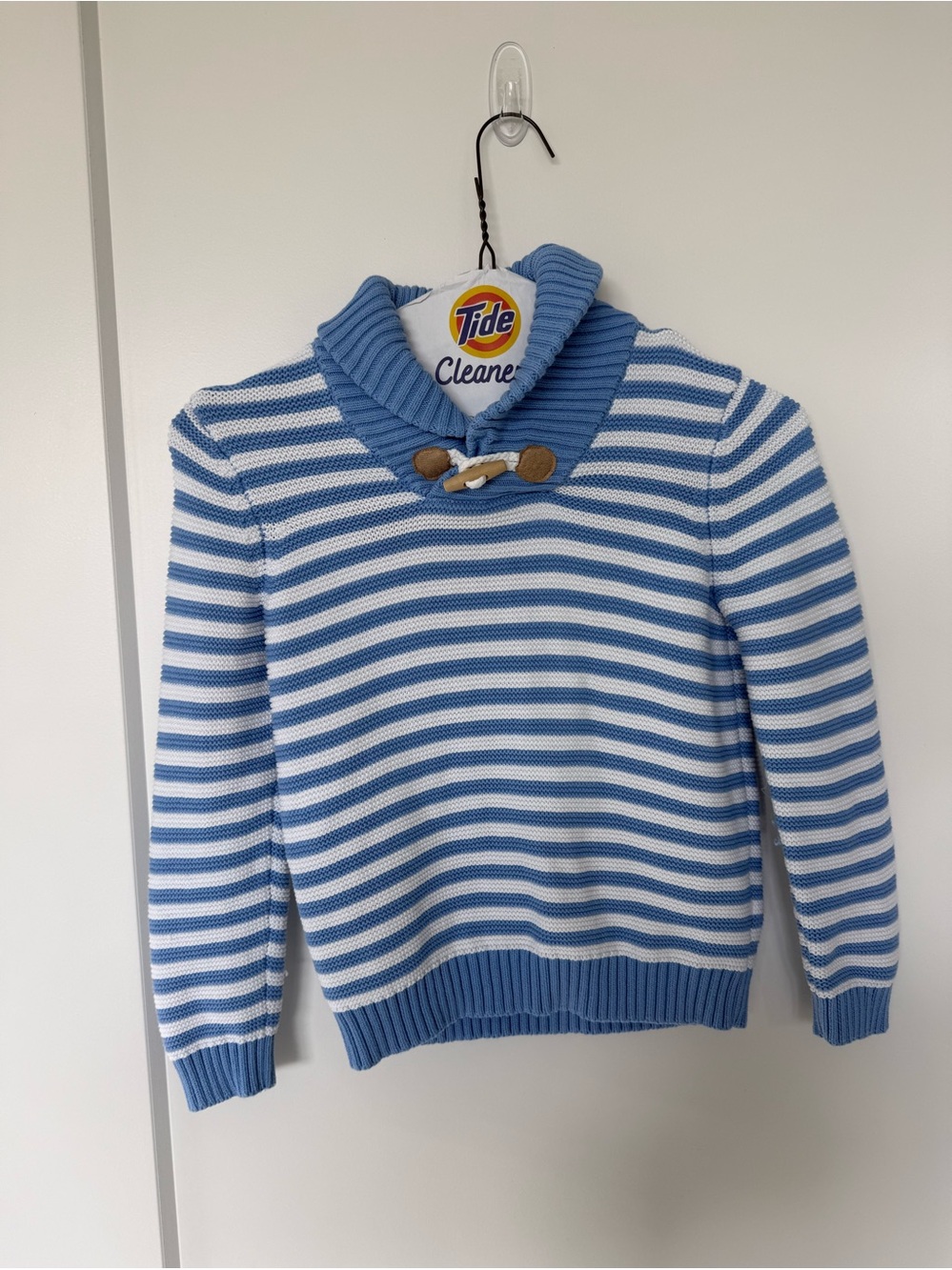 Janie and Jack Blue and White Striped Cowl Turtleneck Sweater